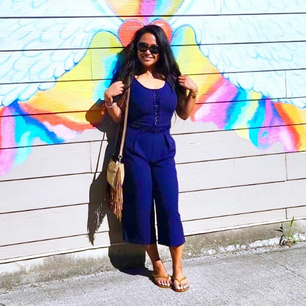 Mark. Navy Capri length Jumpsuit